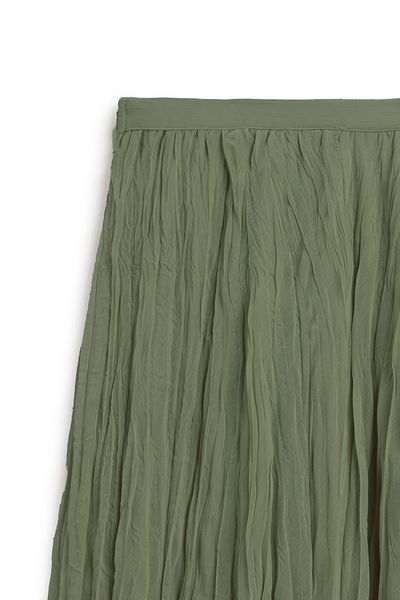 praye Wrinkled Chiffon Skirt - Pleated Khaki