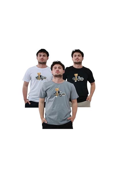TKT Μπλουζάκι με στάμπα Unisex Comfortable Fit 3 τεμαχίων