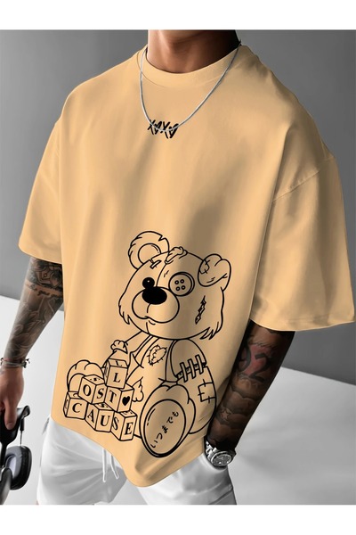 LAND MODA Tricou confortabil pentru bărbați, cu mânecă scurtă și imprimeu cu ...