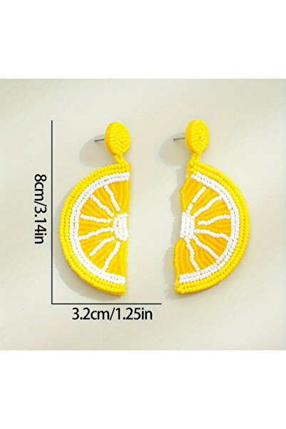WasWink Şık Limon Dilimi Boncuklu Sallantılı Küpeler - El Yapımı Cam & İğnesi Paslanmaz Çelik