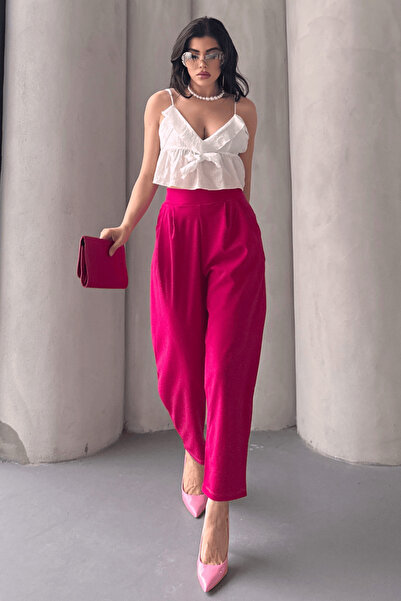 Paw Garage Scuba Harem Pantolon, Krep Kumaş, Rahat Kalıp