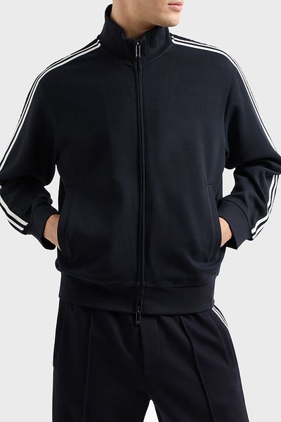 Emporio Armani Cotton Regular Fit Stand Collar Logo Banded Sweat Men's Sweat Em 001110   Af13488 Ub118