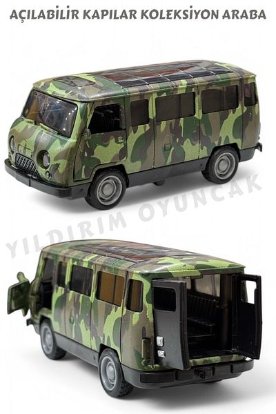 FEN TOYS Classic Collection 11 cm Metal Metal Pull Drop Bus Minibus Car 3 Doors and Trunk Opens