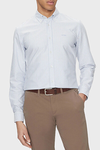BOSS % 100 Pamuk Slim Fit Çizgili Gömlek Erkek GÖMLEK 50520275 450