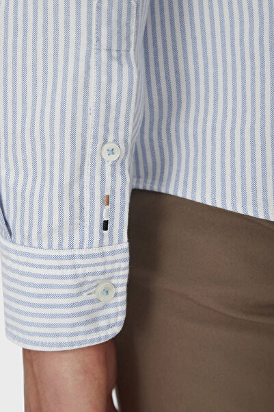 BOSS % 100 Pamuk Slim Fit Çizgili Gömlek Erkek GÖMLEK 50520275 450