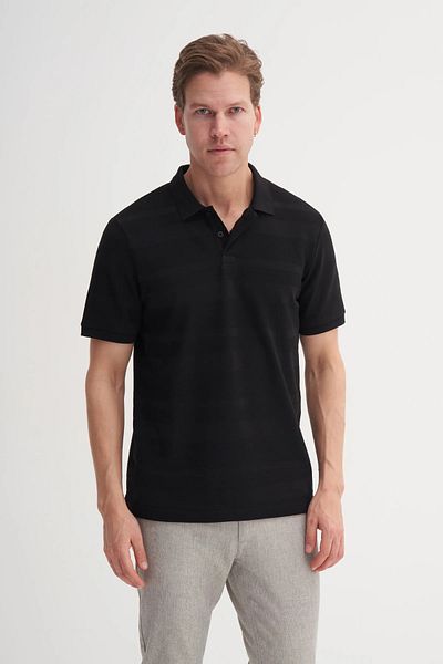 Cazador Tricou cu textura în dungi tricotate cu gât polo