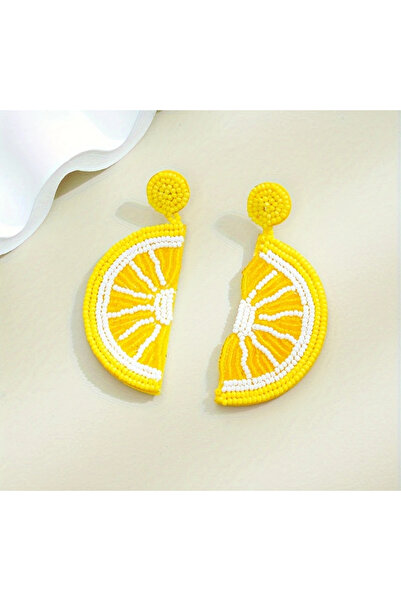 WasWink Şık Limon Dilimi Boncuklu Sallantılı Küpeler - El Yapımı Cam & İğnesi Paslanmaz Çelik