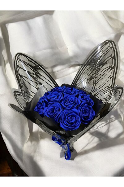 Baalaa Kelebek Buketi-kurdeleden Yapay Gül Buketi-12adet-kelebek Ambalajlı El Emeği Çiçek-