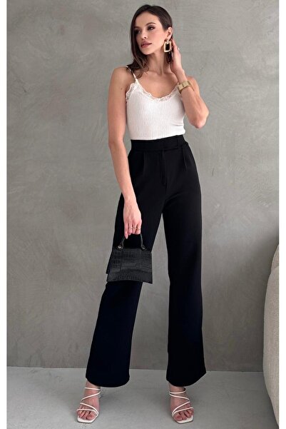 Paw Garage Women's Lunor Waist Velcro Palazzo Pants, Lycra High Waist Pants