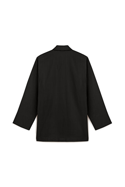 praye Μαύρο μπουφάν από ακατέργαστο λινό με ένα κουμπί