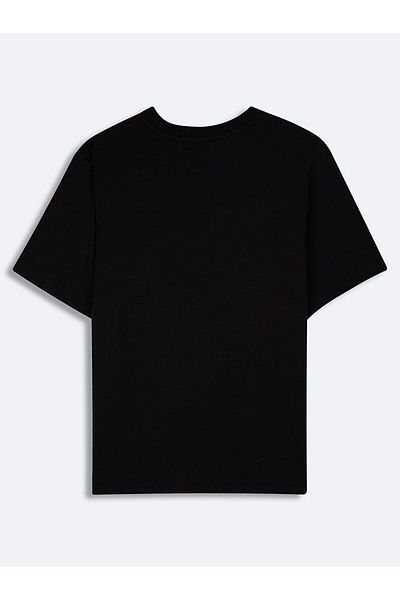 Ltb Obyčejné černé tričko Crew Neck s krátkým rukávem