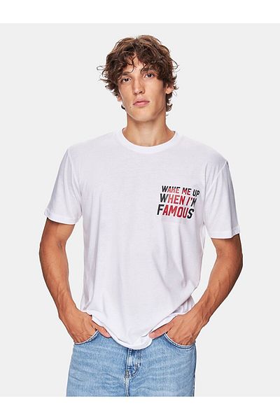 Ltb Κοντό μανίκι Crew Neck Κανονικό λευκό μπλουζάκι