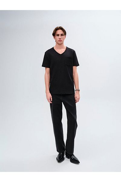 Ltb Μαύρο μπλουζάκι με κοντό μανίκι Crew Neck Basic
