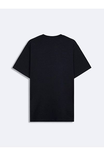 Ltb Tricou obișnuit cu mânecă scurtă cu decolteu și albastru bleumarin