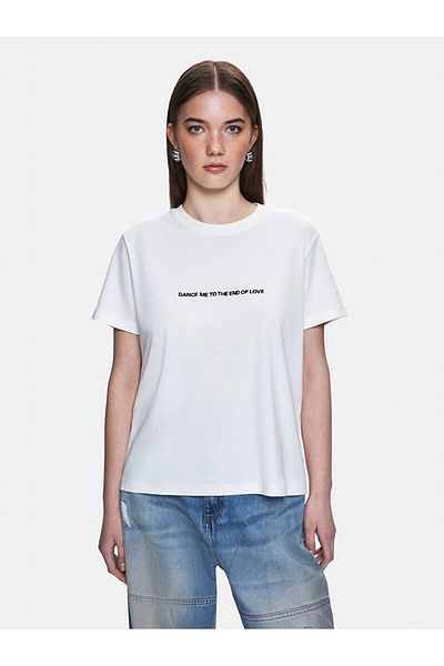 Ltb Tricou alb obișnuit cu mânecă scurtă imprimat slogan
