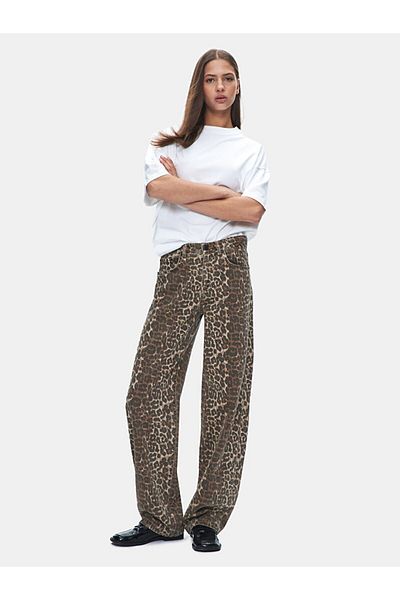 Ltb Pantaloni largi din denim Larrıe Leopard