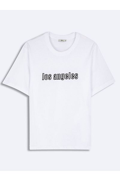 Ltb Tricou alb cu mânecă scurtă cu imprimeu slogan