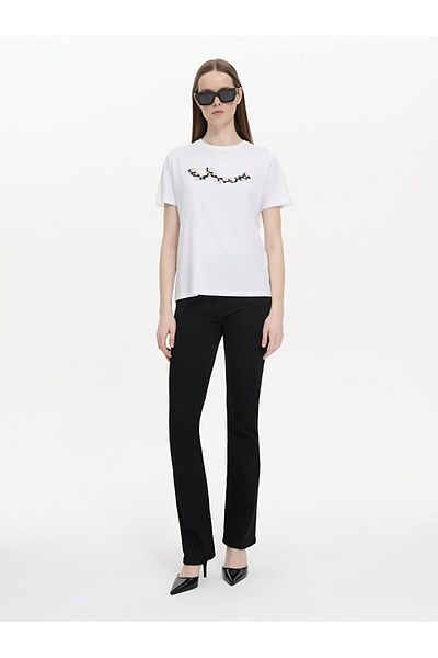 Ltb Tricou alb obișnuit cu mânecă scurtă cu imprimeu Sıgn