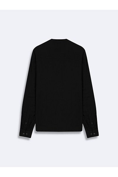 Ltb Relaxed Basic Judge Collar Woven Black Shirt
