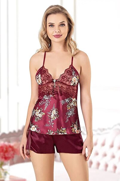 Viselya Σετ Σορτς Αθλητικό D Δαντέλα i Βουργουνδί με Κορδόνια