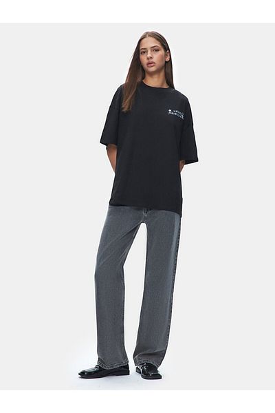 Ltb Slogan Printed Short Sleeve Relaxed Black T-Shirt