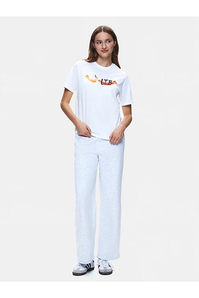 Ltb Tricou alb obișnuit cu mânecă scurtă cu imprimeu Sıgn