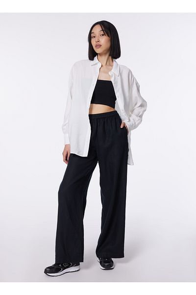 Sisley High Waist Wide Fit Black Women's Pants 4Aghlf03U
