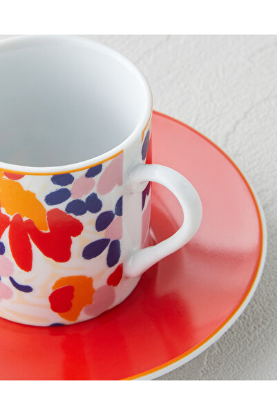 English Home Colorful Fabele Porcelain 4 Piece Coffee Cup Set for 2 People 80 ml