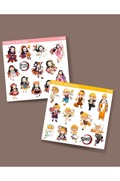 MiniThingsArt Zenitsu Agatsuma-Nezuko Kamado-Demon Slayer-2li sticker set-par...