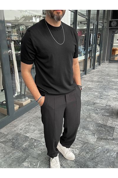 BYBASICMAN Black Basic Knitwear T-Shirt Yp-5002/