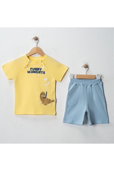 Bulut Baby Baby Boy&Child Dino Printed 2-Piece Shorts - T-Shirt Baby&Child Set