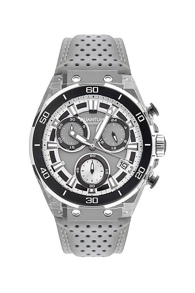 Quantum QUANTUM PWG1107.066 Men Chronograph Display Watch & Leather Strap Gray