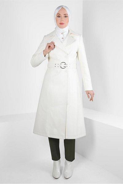 Alvina BELTED FUNNY LEATHER TRENCH COAT 10692