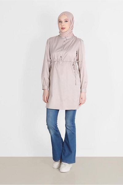 Alvina Tunic 42664 - Gathered Waist and Buttoned