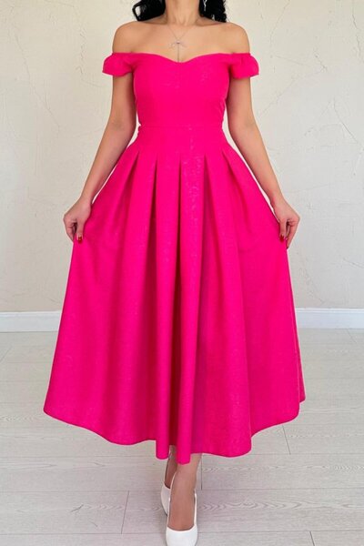 Turega Style Fuchsia Jacquard Dress