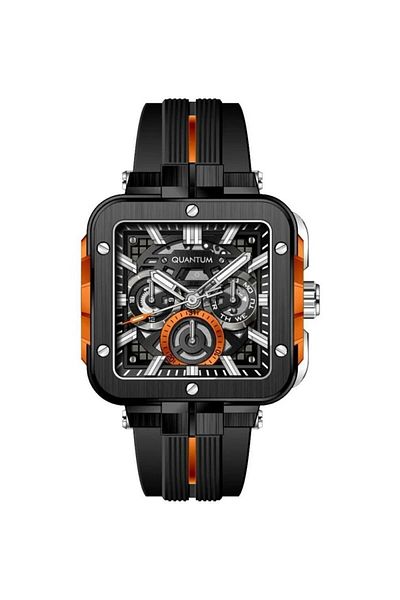 Quantum QUANTUM PWG1102.651 Men Multi Function Display Watch & Silicone Strap Black