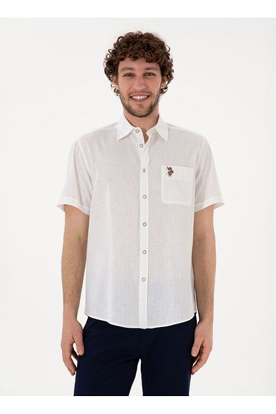 U.S. Polo Assn. Πόλο Ασν. Ανδρικό πουκάμισο Comfort Fit Λευκό ELFY