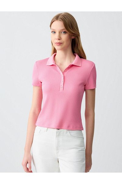 Jimmy Key Pink Slim Fit Short Sleeve Polo Neck Knitted T-Shirt