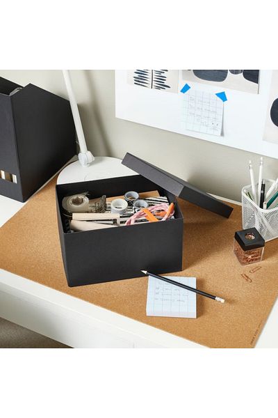 IKEA TJENA Storage Box with Lid, Black, 18x25x15 cm – Compact & Stylish Organizer | IKEA