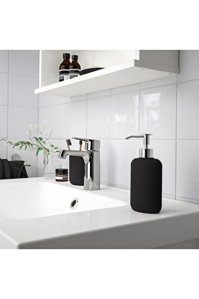IKEA EKOLN Soap Dispenser – Dark Grey, 450ml, Stoneware, Modern Matte Finish, Durable & Easy to use