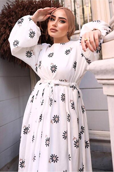 TRENDTESETTÜR Women's Ecru Çiçekレス 스팬식 인 엘비스 t 70532