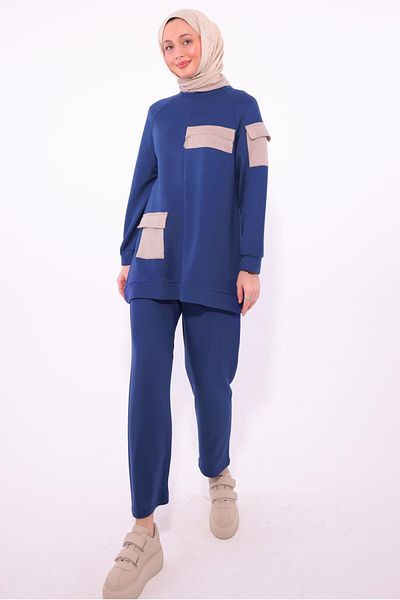 TRENDTESETTÜR Γυναικείο Navy Blue Σετ παντελονιού με τσέπες T 5074