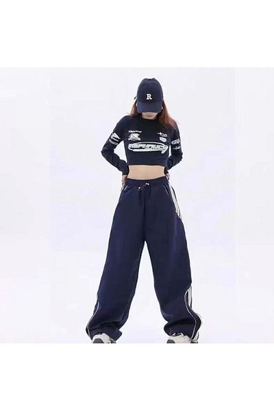 EDVESS Black Harajuku Style Y2k Parachute Pants Tracksuit