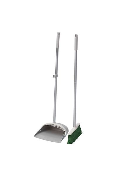 IKEA PEPPRIG Dustpan & Broom Set, Grey/Green – Compact & Efficient Cleaning Tool
