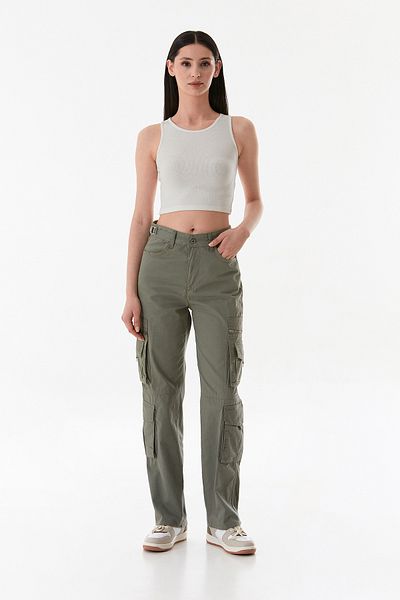 Fulla Moda Παντελόνι Cargo Pocket με ζώνη στη μέση