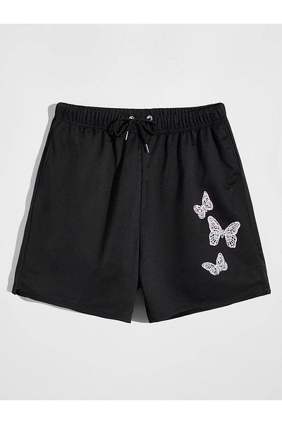 Touz Moda Μαύρο σορτς με στάμπα πεταλούδας