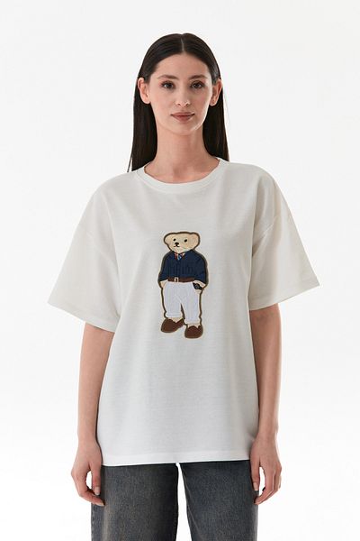 Fulla Moda Teddy Bear Embroidered Oversize T-Shirt