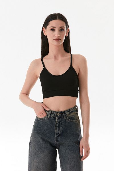 Fulla Moda Ribbed Covered Cross Strap Bustier