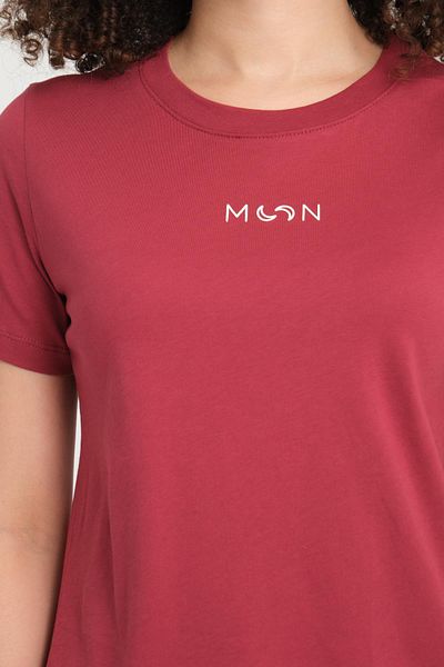 Store 100% Cotton Relaxed Cut Crew Neck T-Shirt - Stylish Moon Detail