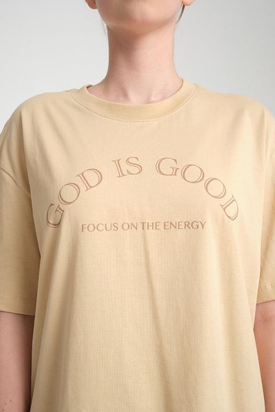 Store 100% Cotton Women's Oversized Crew Neck Short Sleeve T-Shirt _ Motivational Text Printed